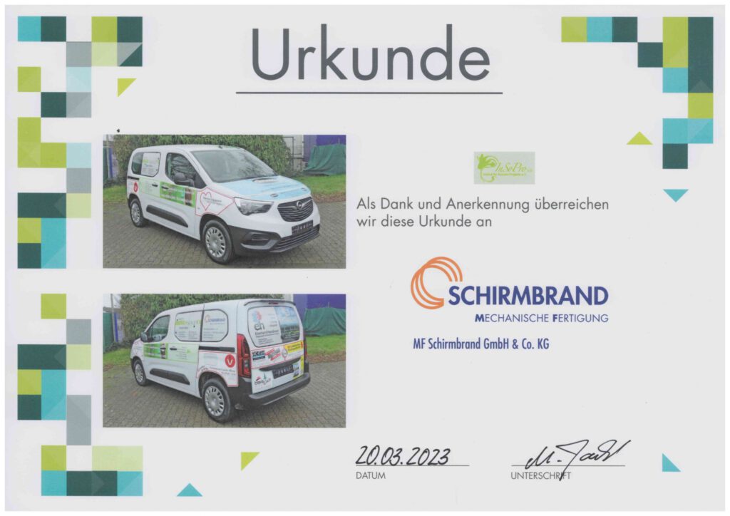 Teil-Sponsoring Kleintransporter InSoPro e.V.